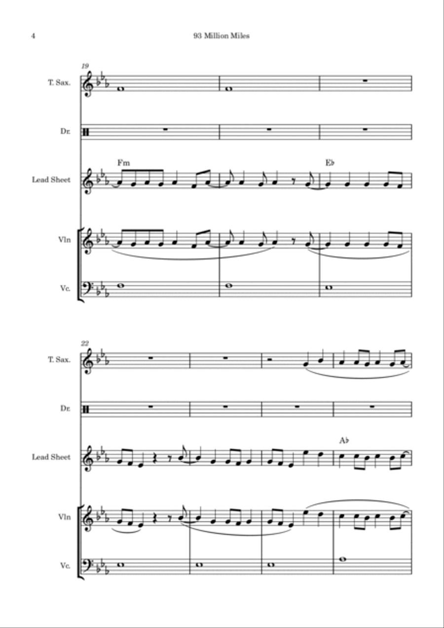 93 Million Miles Tenor Saxophone scores gallery preview page 4