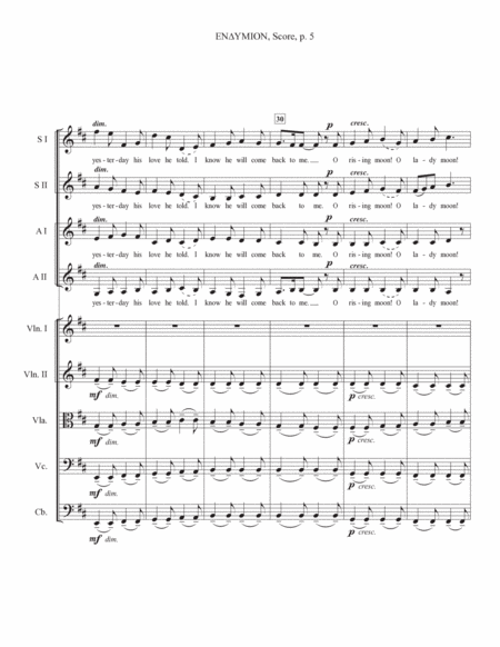 Endymion - SSAA with string orchestra - full score and parts image number null