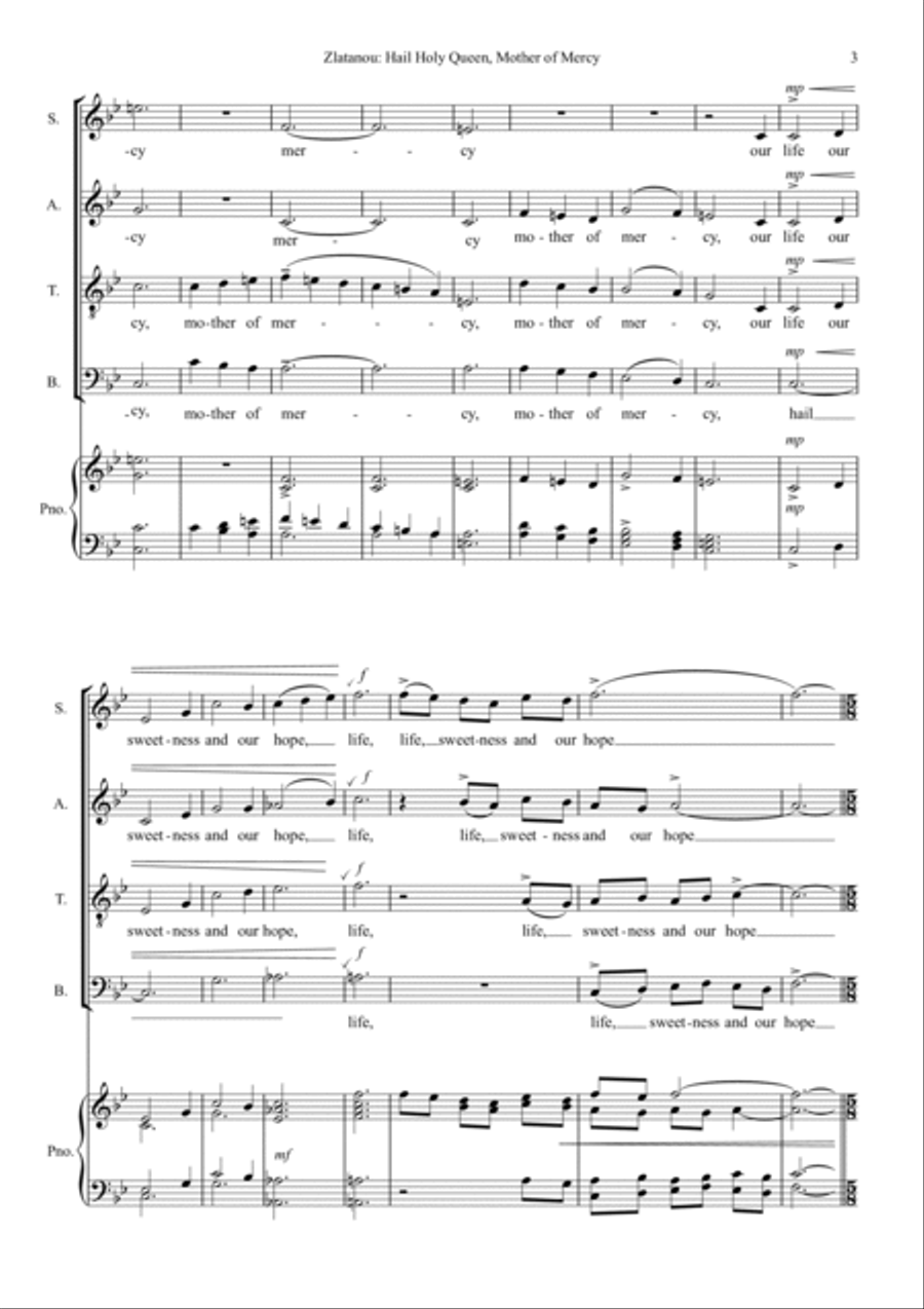 HAIL, HOLY QUEEN, for SATB choir with optional organ 4-Part scores gallery preview page 3