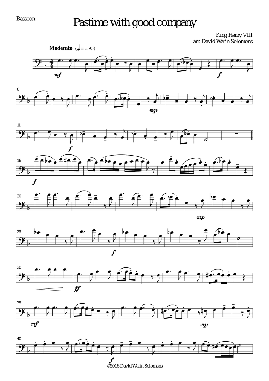 Pastime with good company for wind trio (oboe, clarinet, bassoon) Pastime with good company for wind trio (oboe, clarinet, bassoon) Woodwind Trio scores gallery preview page 5