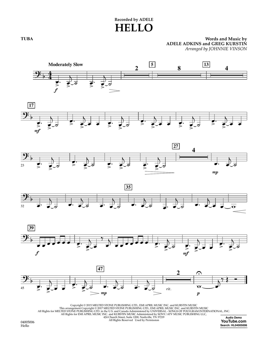 Hello - Tuba Concert Band scores gallery preview page 1