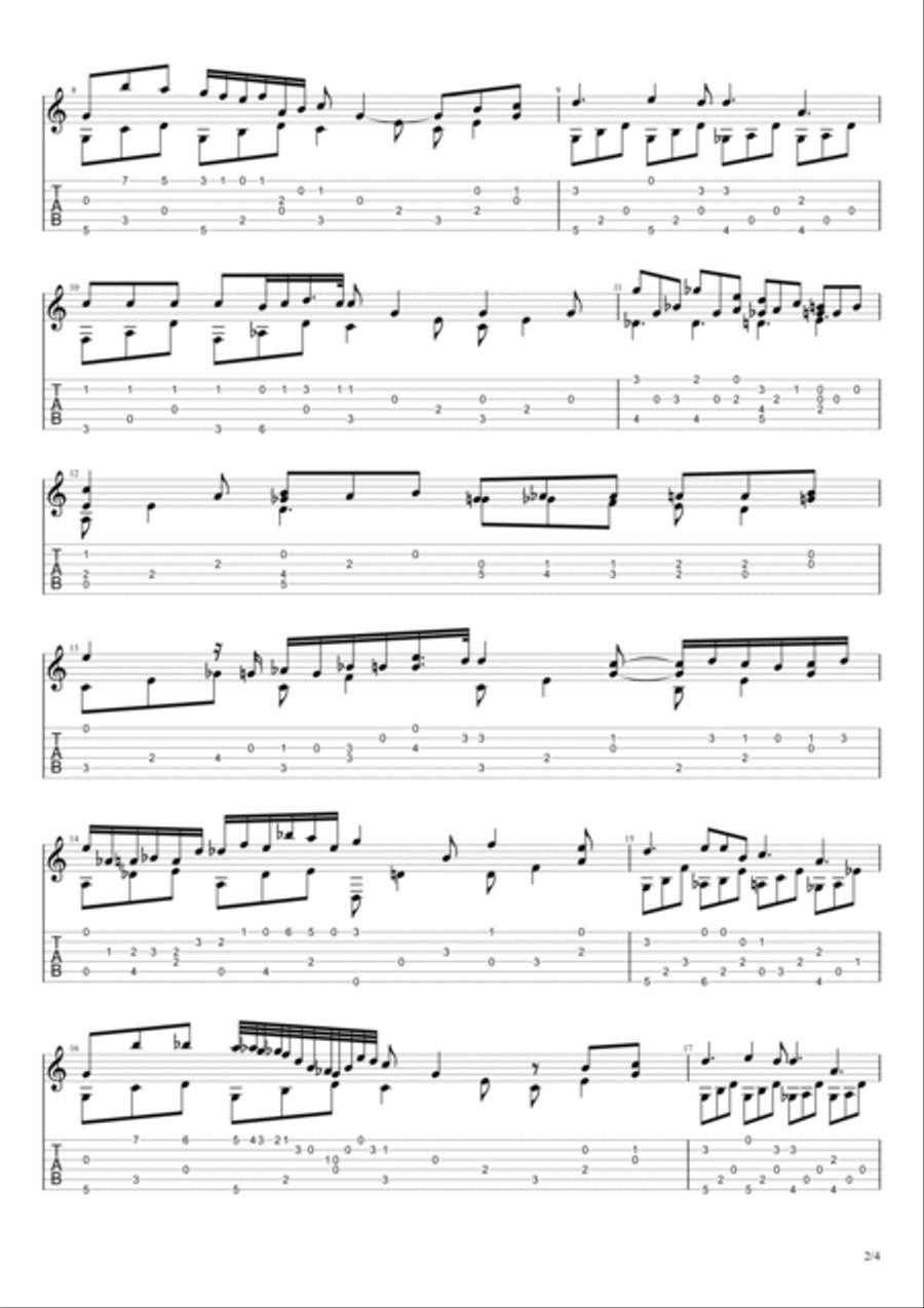 Nocturne in E-flat major, Op. 9, No. 2 (Frederic Chopin) Acoustic Guitar scores gallery preview page 2