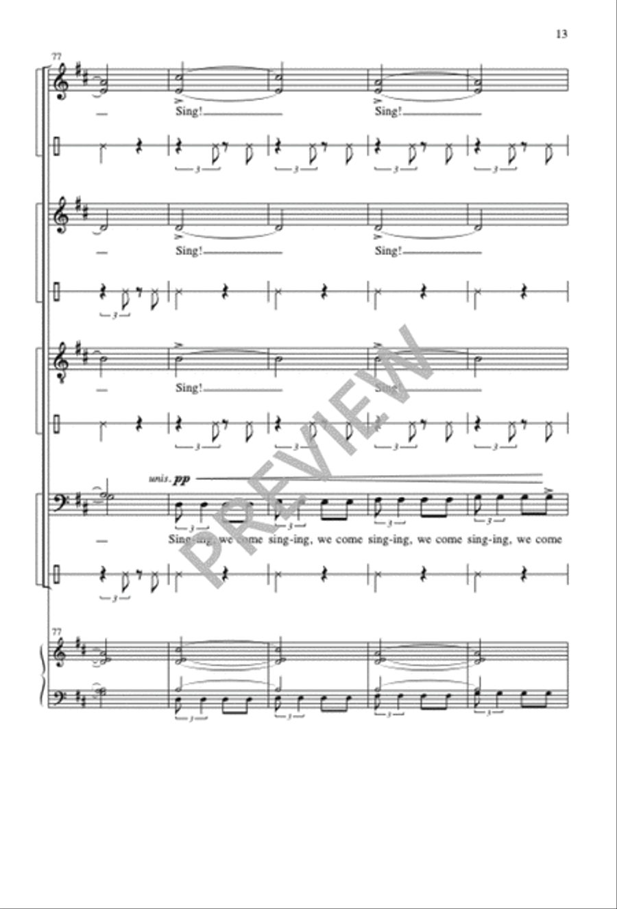 Singing, We Come Singing Divisi scores gallery preview page 13