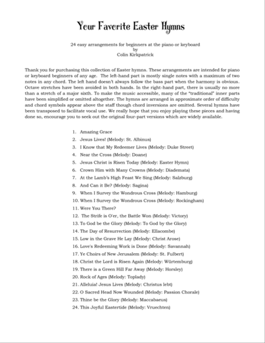 Your Favorite Easter Hymns: 24 easy arrangements for piano or keyboard Easy Piano scores gallery preview page 2