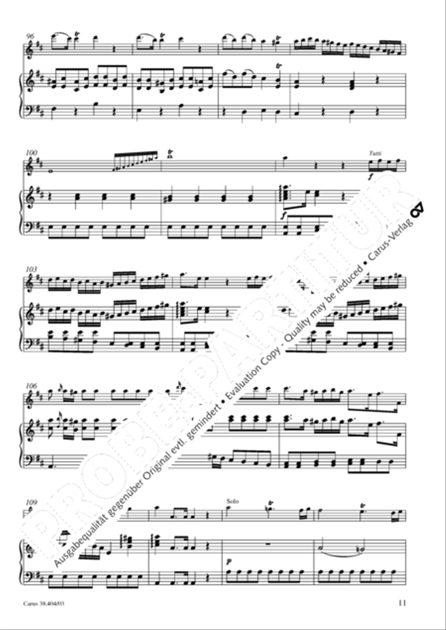 Concerto for Flute in D major (Concerto per il Flauto traverso in D / Flotenkonzert in D) Flute Solo scores gallery preview page 12