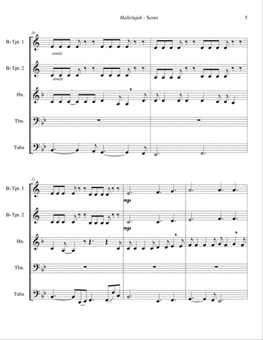 Hallelujah Hallelujah Brass Ensemble scores gallery preview page 6
