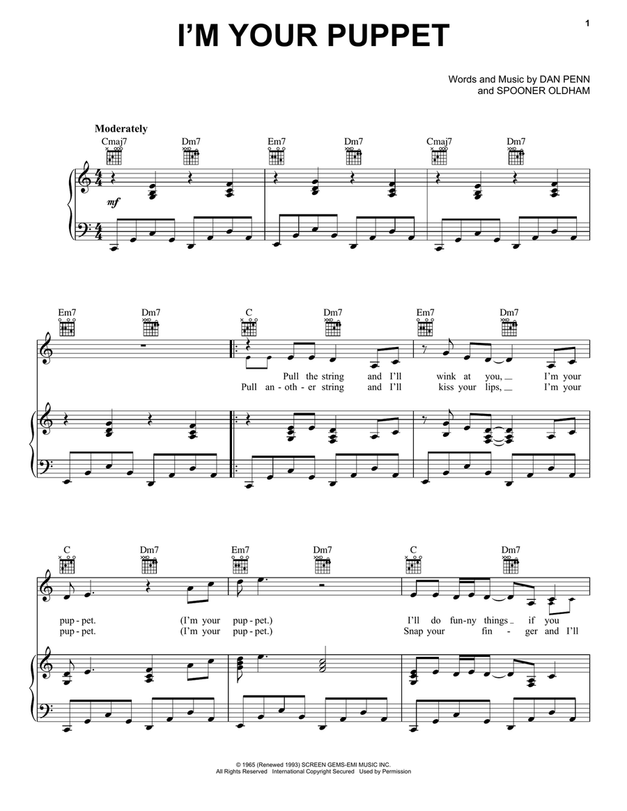 I'm Your Puppet Piano, Vocal, Guitar scores gallery preview page 1