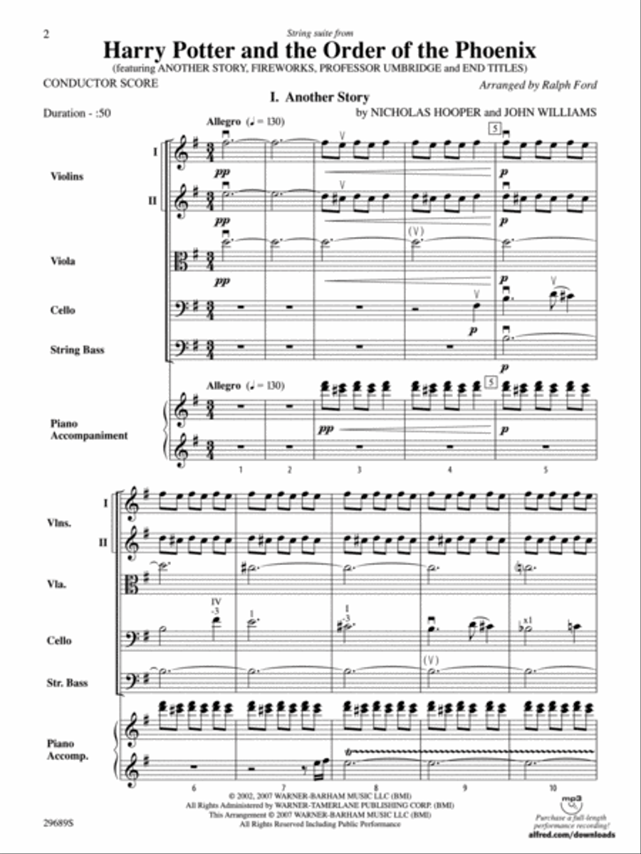 String Suite from Harry Potter and the Order of the Phoenix String Orchestra scores gallery preview page 2