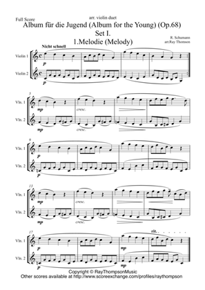 Book cover for Schumann: Album für die Jugend (Album for the Young) (Op.68)(Nos. 1,2,3,5,6,7,8,) - violin duet