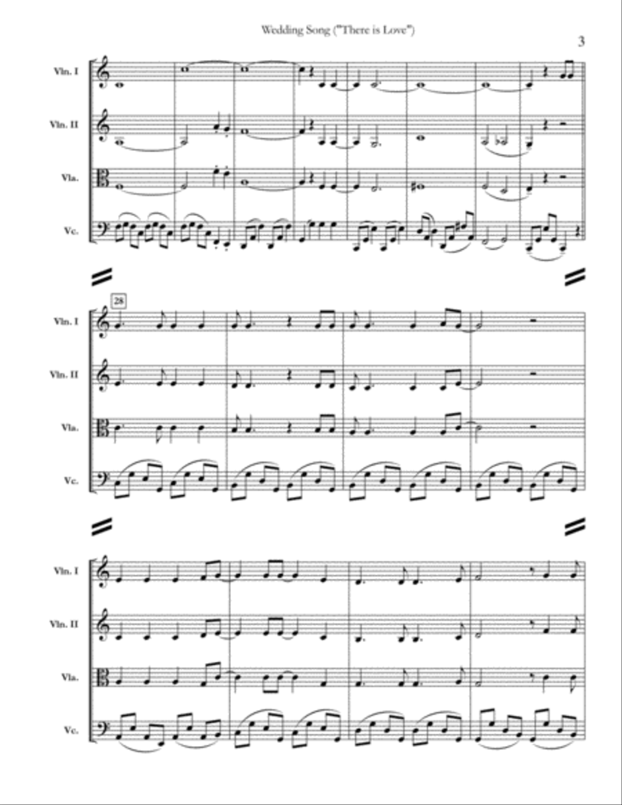 Wedding Song (There Is Love) String Quartet scores gallery preview page 3