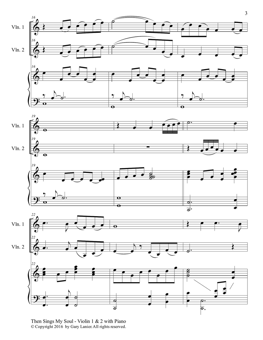 Trios for 3 GREAT HYMNS (Violin 1 & Violin 2 with Piano and Parts) Violin Solo scores gallery preview page 4