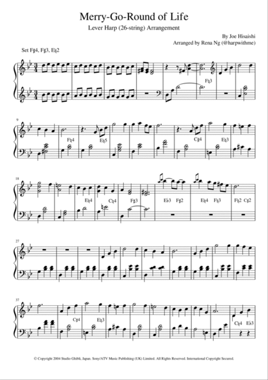 Merry-go-round Of Life Harp scores gallery preview page 3