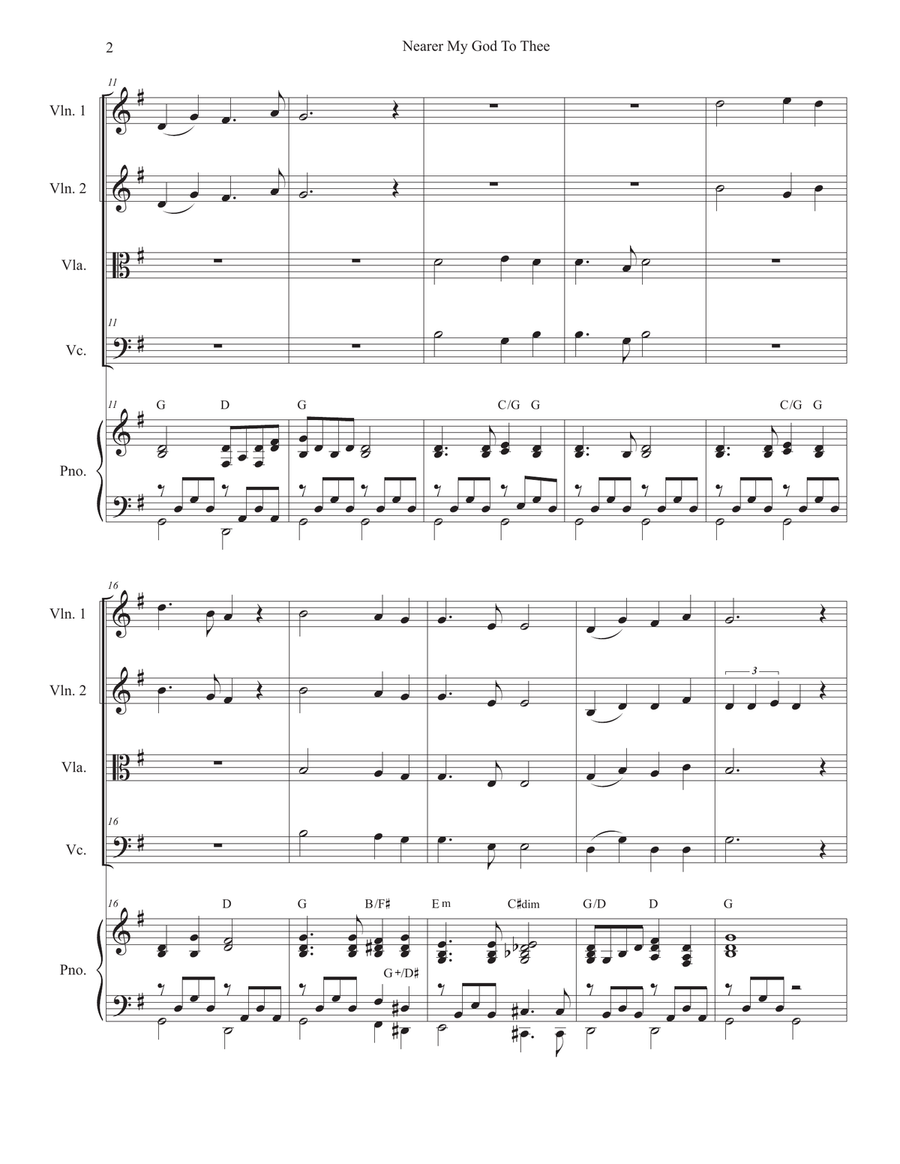 Nearer My God To Thee (String Quartet and Piano) String Quartet scores gallery preview page 2