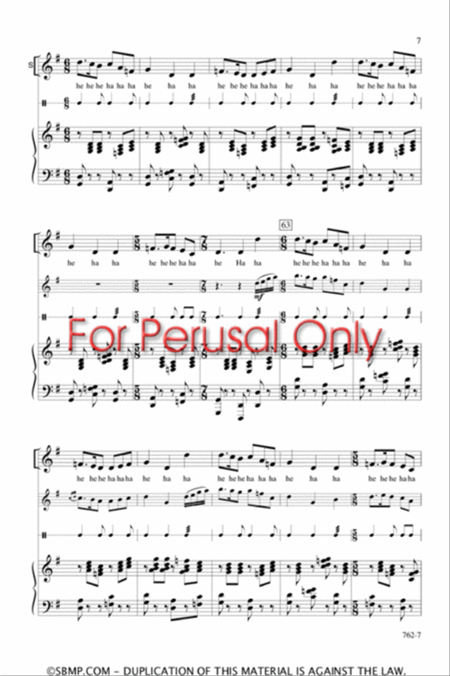 Laughing Song - SATB Octavo 4-Part scores gallery preview page 6