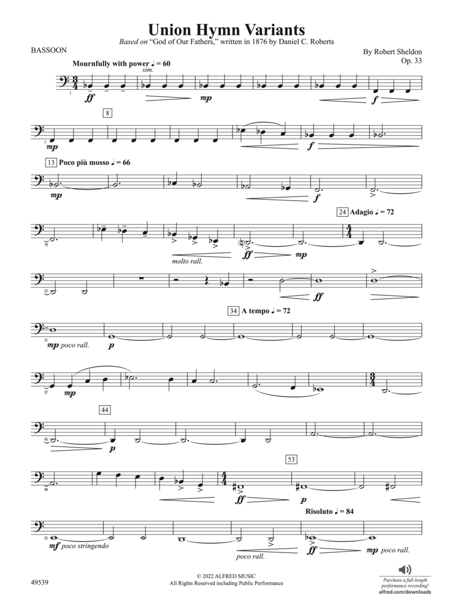 Union Hymn Variants: Bassoon Concert Band scores gallery preview page 1