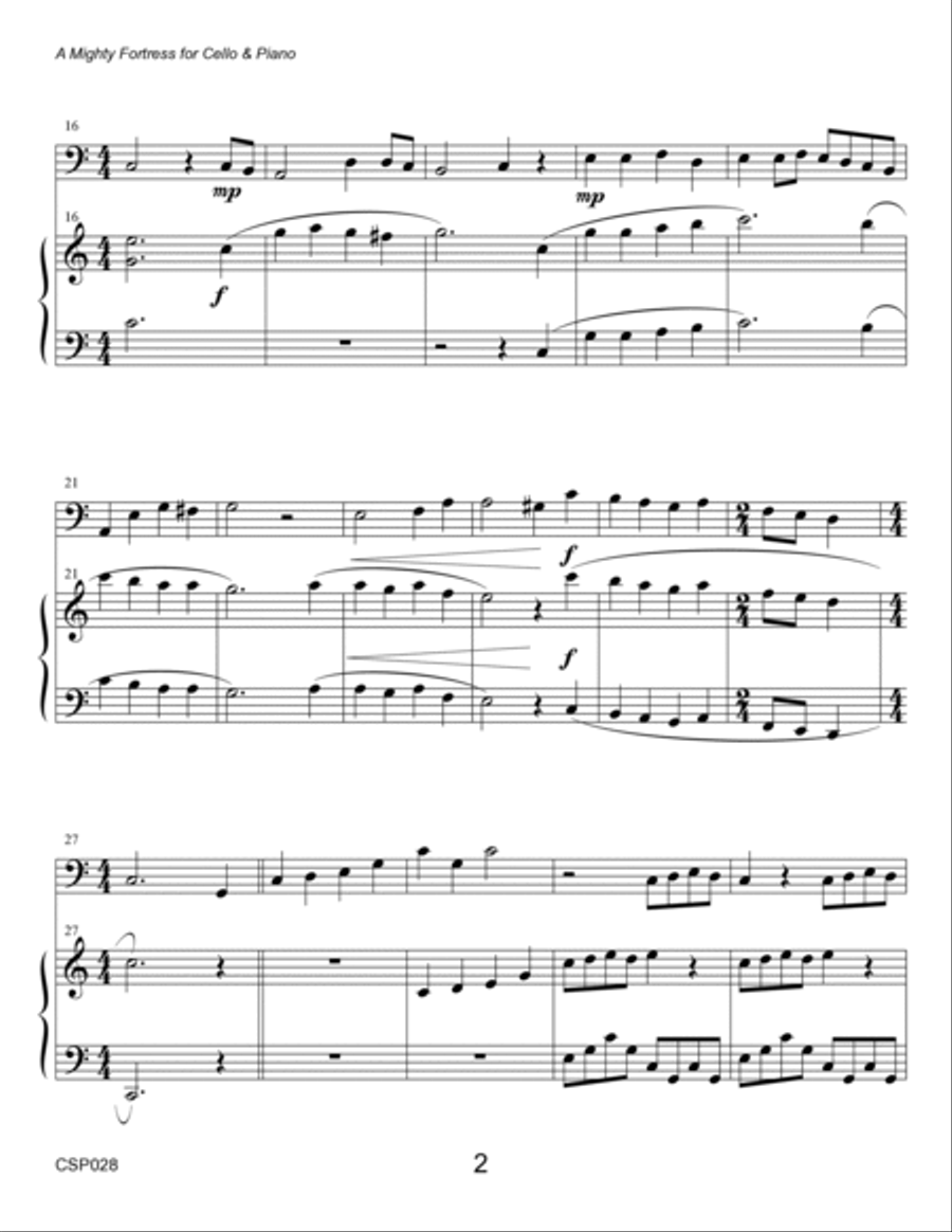 A MIGHTY FORTRESS - Cello Solo with Piano accompaniment A MIGHTY FORTRESS - Cello Solo with Piano accompaniment Piano scores gallery preview page 2