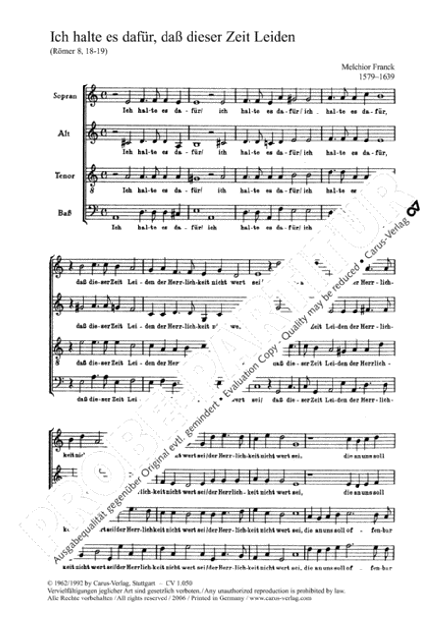Now I indeed believe (Ich halte es dafur) 4-Part scores gallery preview page 2