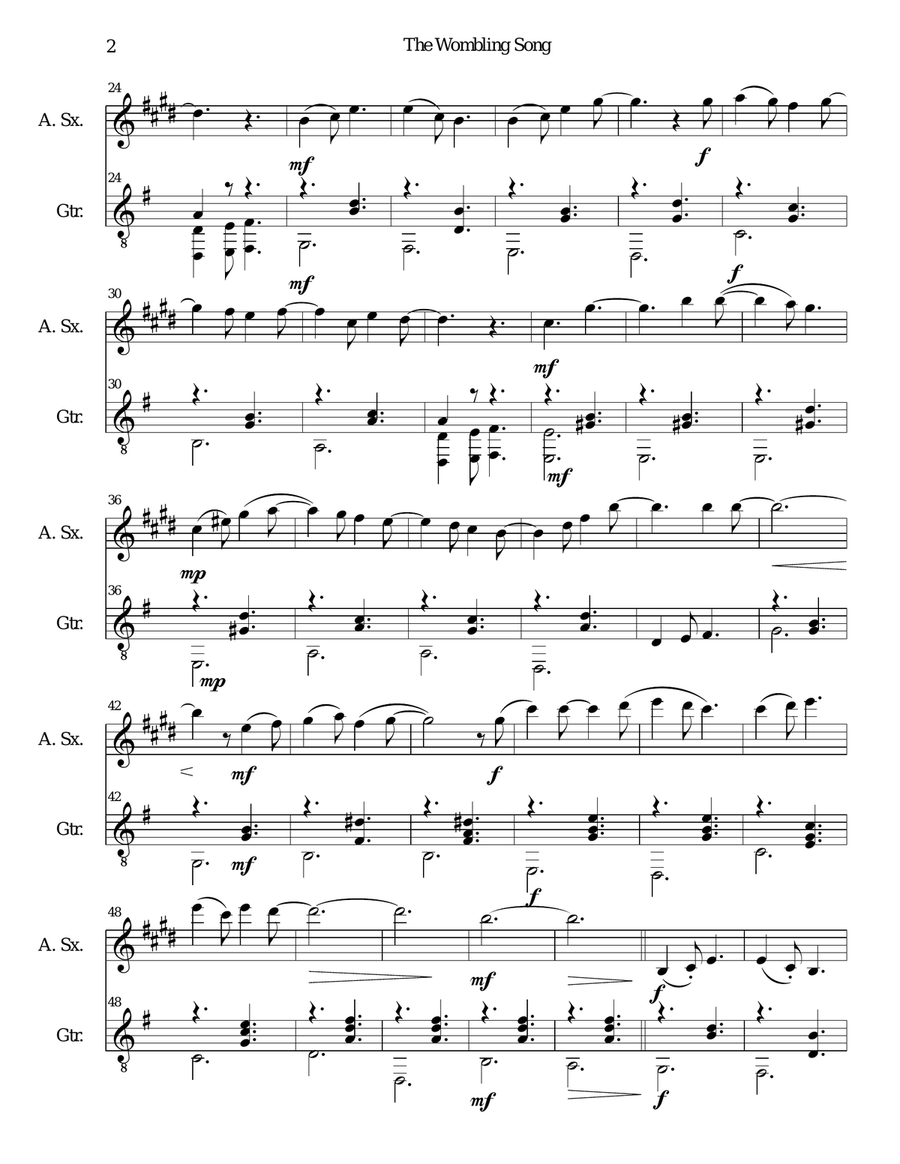 The Wombling Song Alto Saxophone scores gallery preview page 2