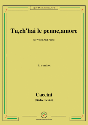 Book cover for Caccini-Tu,ch'hai le penne,amore,in e minor,for Voice and Piano