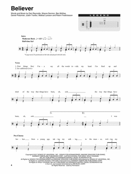 Top Rock Hits by Various Percussion - Sheet Music
