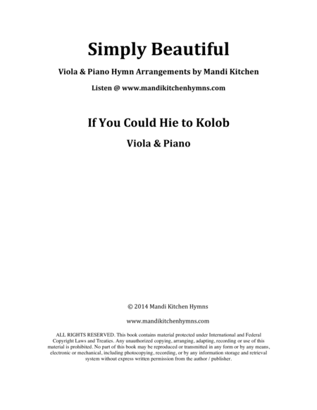 If You Could Hie to Kolob Viola & Piano Duet image number null