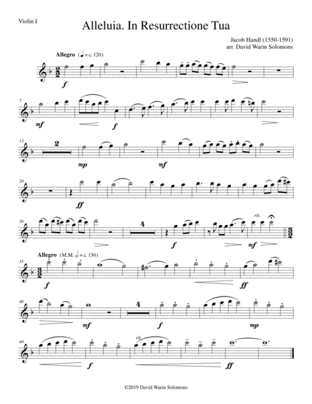 Alleluia In Resurrectione Tua arranged for string octet or string orchestra image number null