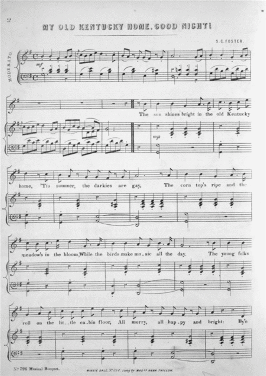 My Old Kentucky Home, Good Night. Negro Songs Voice scores gallery preview page 2