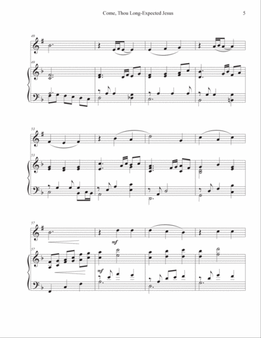 Come, Thou Long-Expected Jesus (Clarinet-Piano) Clarinet Solo scores gallery preview page 5