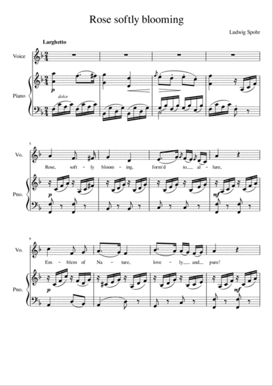 Rose Softly Blooming - F Major Voice Solo scores gallery preview page 2
