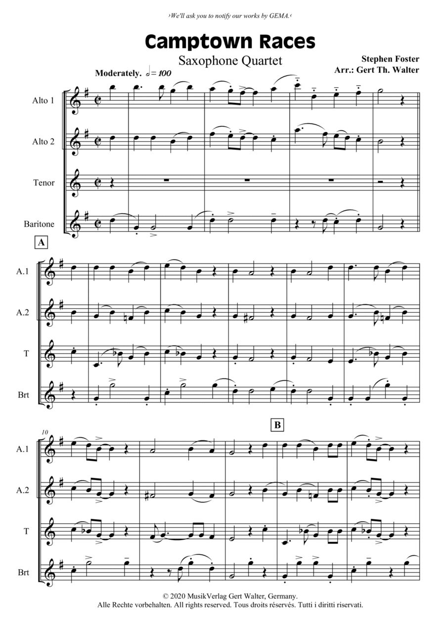 Camptown Races Camptown Races Woodwind Quartet scores gallery preview page 1