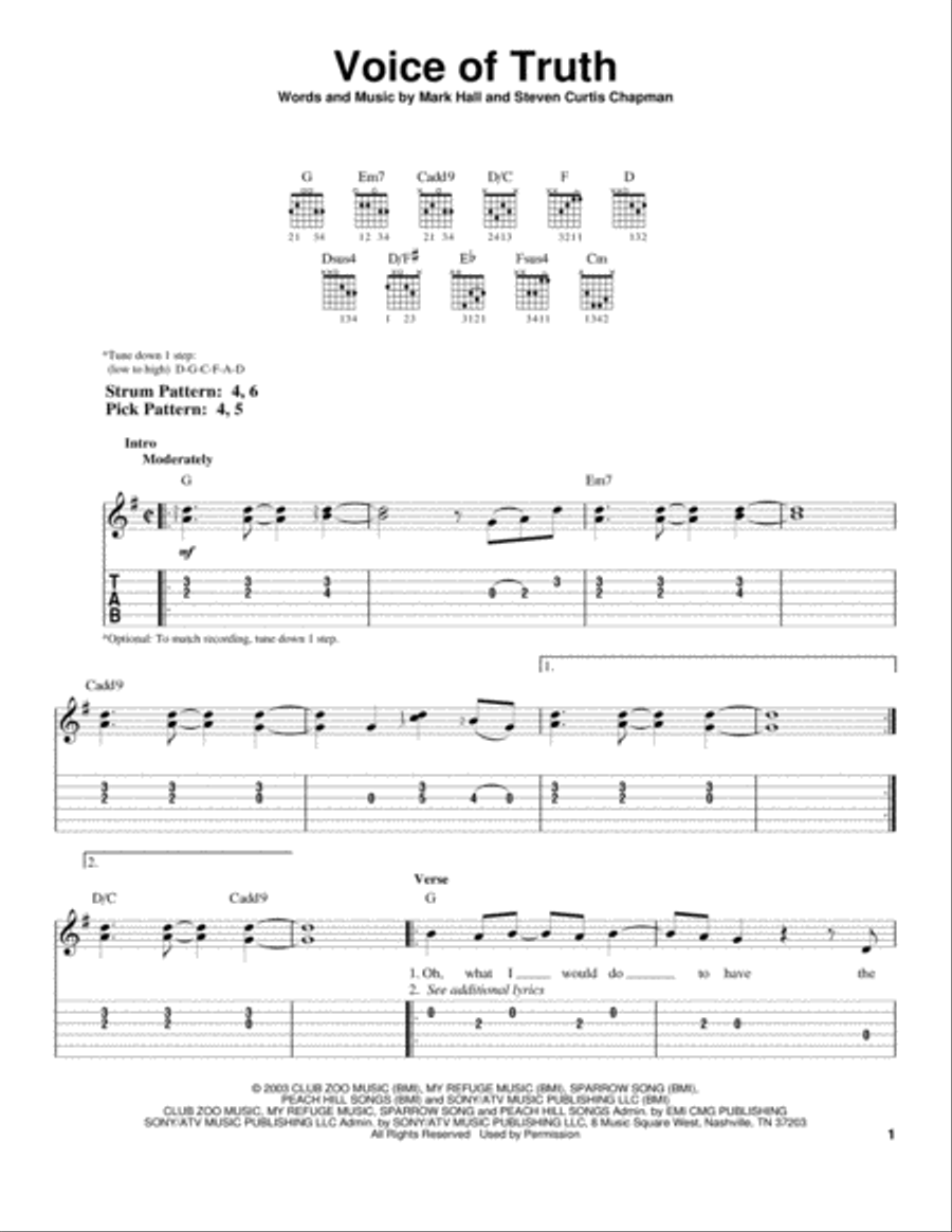 Voice Of Truth Acoustic Guitar scores gallery preview page 1
