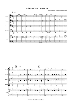 The Skater's Waltz (Fantasia) for Violin Quartet