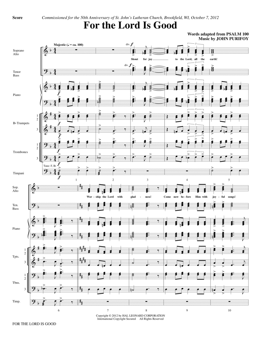For The Lord Is Good - Full Score Choir scores gallery preview page 1