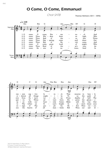 O Come, O Come, Emmanuel - Choir SATB - W/Chords image number null