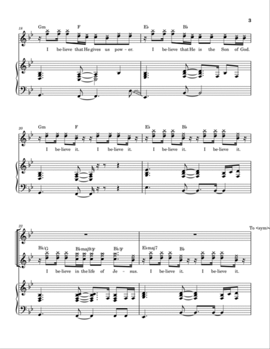 I Believe It (the Life Of Jesus) Piano, Vocal, Guitar scores gallery preview page 4