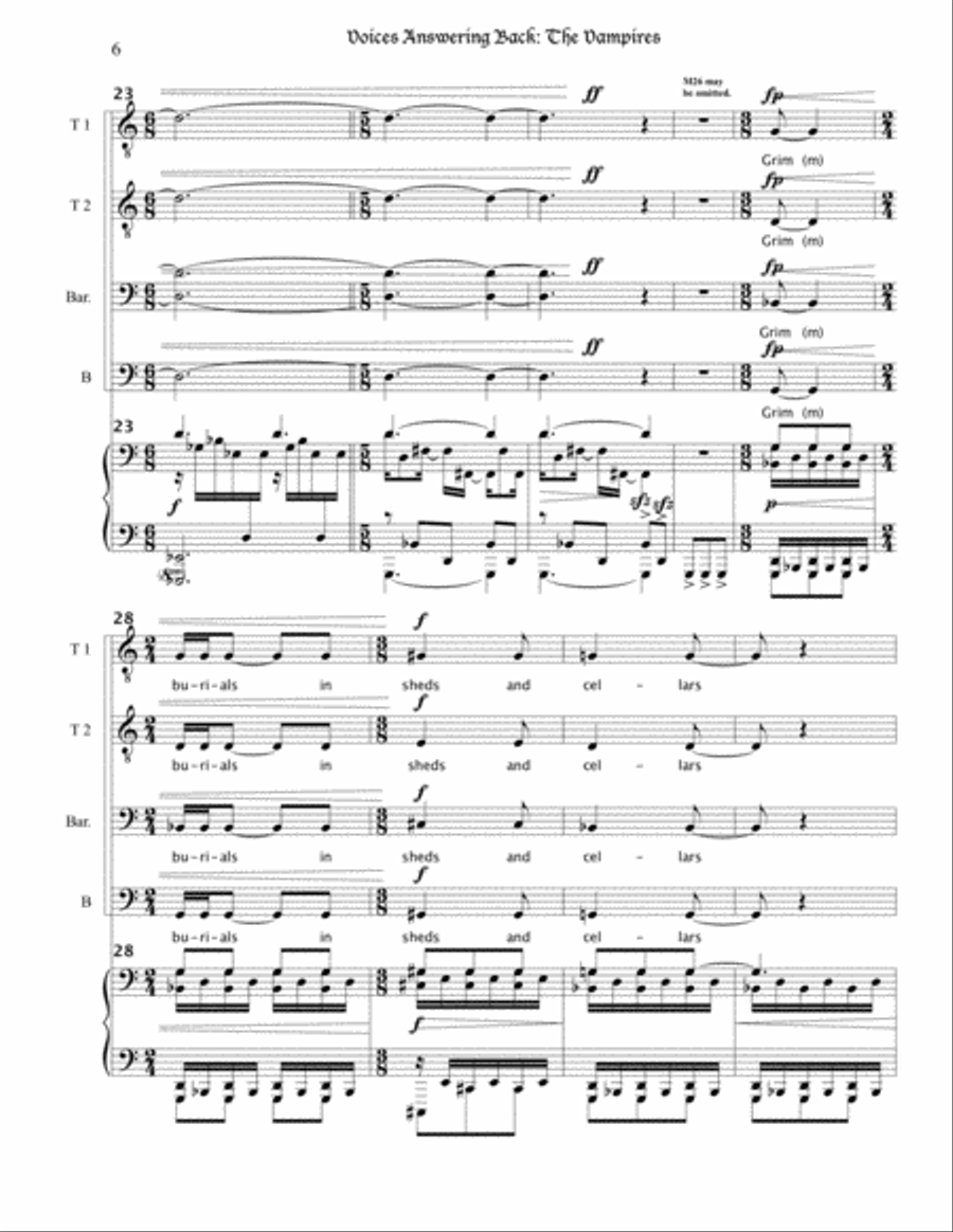 Voices Answering Back: The Vampires TTBB scores gallery preview page 6