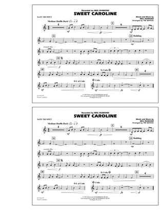 Book cover for Sweet Caroline - 3rd Bb Trumpet