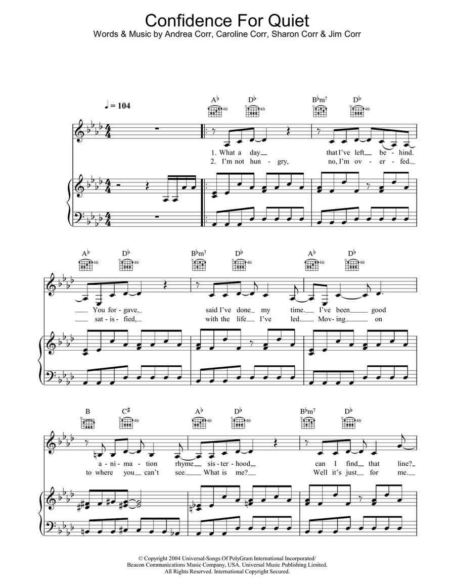 Confidence For Quiet Piano, Vocal, Guitar scores gallery preview page 1