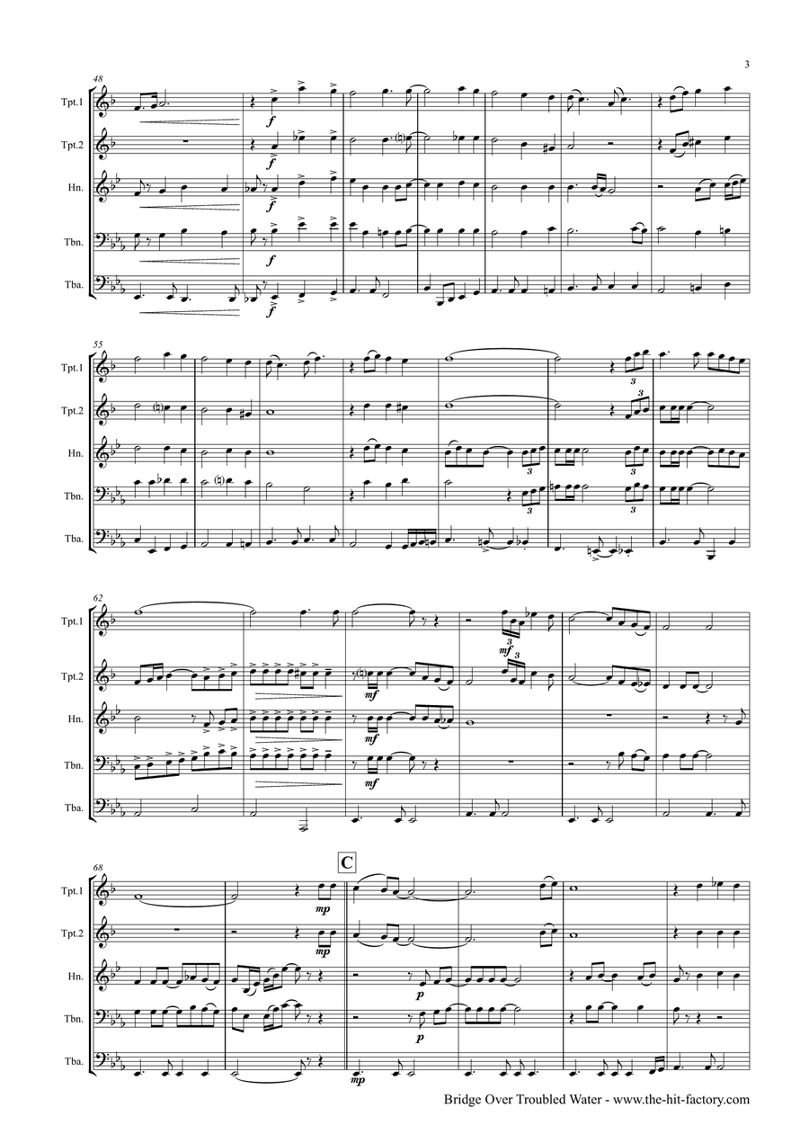Bridge Over Troubled Water Brass Ensemble scores gallery preview page 3