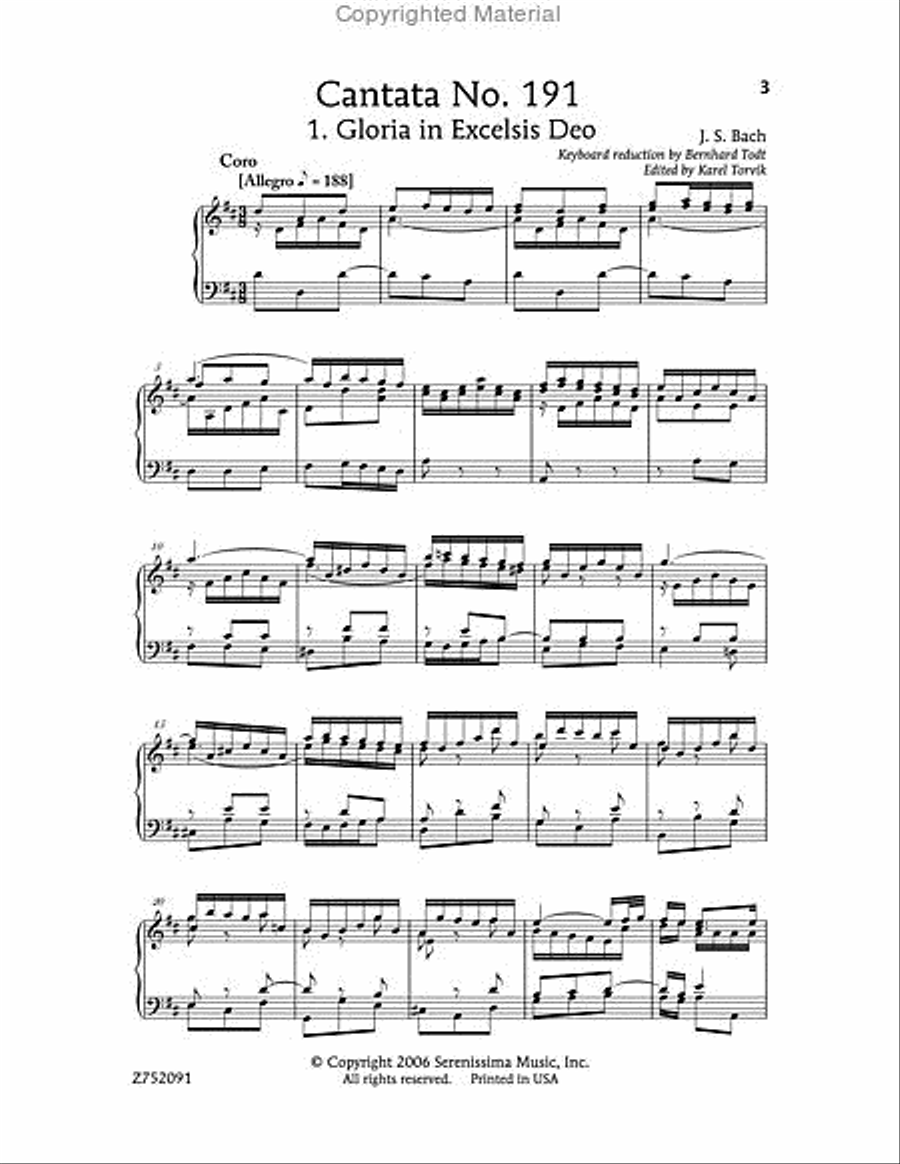 Cantata No. 191: Gloria in Excelsis Deo, BWV 191 4-Part scores gallery preview page 3