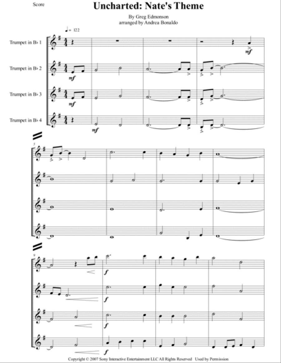 Uncharted: Nate's Theme Uncharted: Nate's Theme Brass Ensemble scores gallery preview page 4