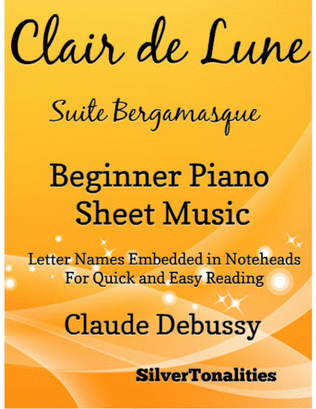 Book cover for Clair de Lune Suite Bergamasque Beginner Piano Sheet Music