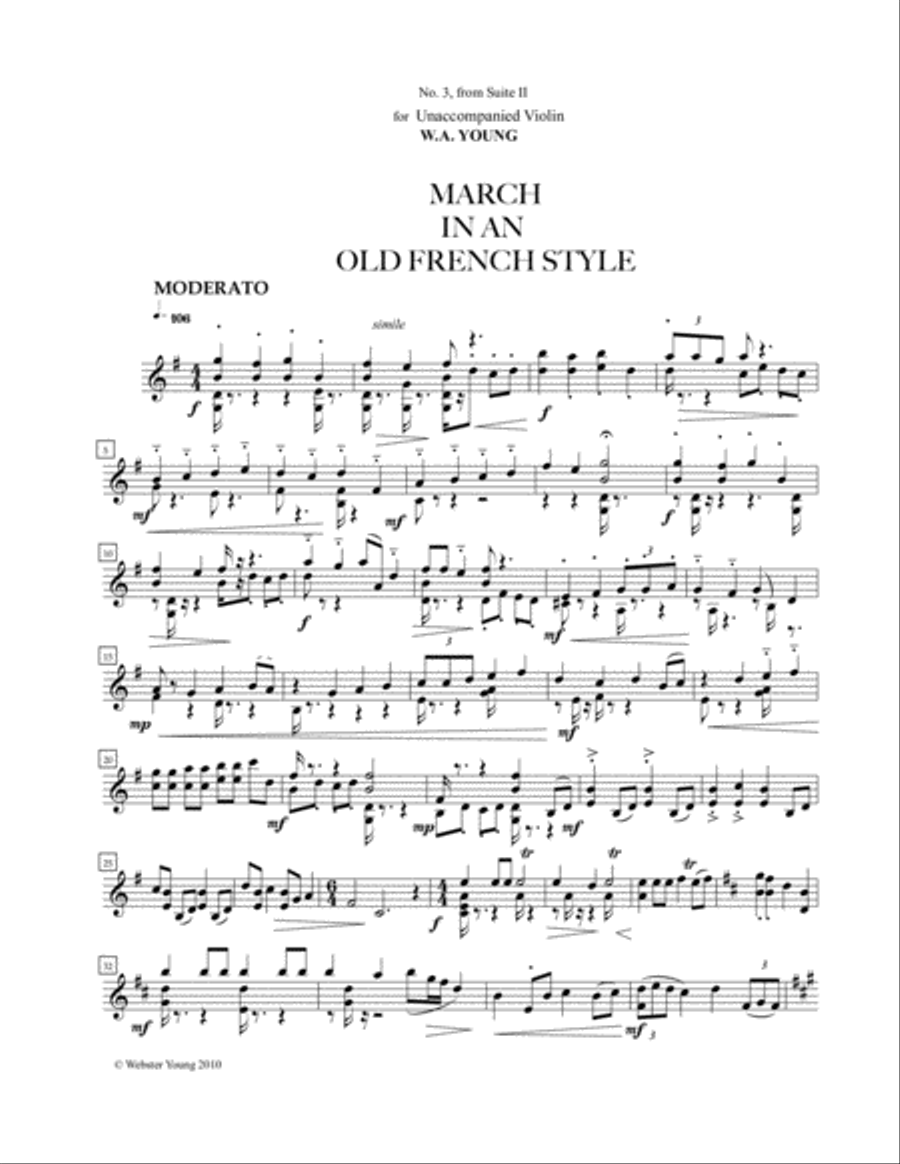 March in an Old French Style for Unaccompanied Violin Violin Solo scores gallery preview page 1