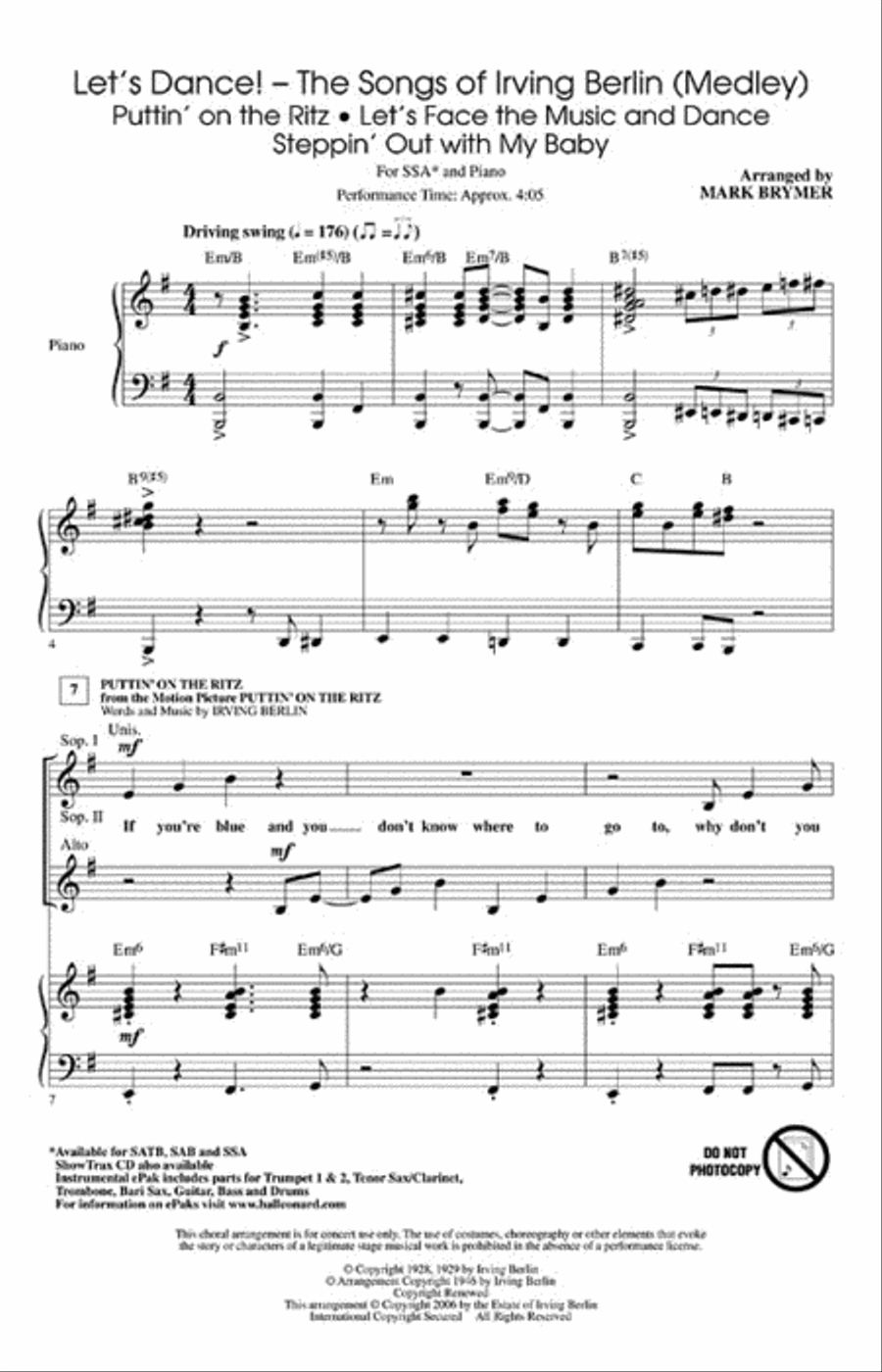 Let's Dance! - The Songs of Irving Berlin (Medley) SSA scores gallery preview page 2