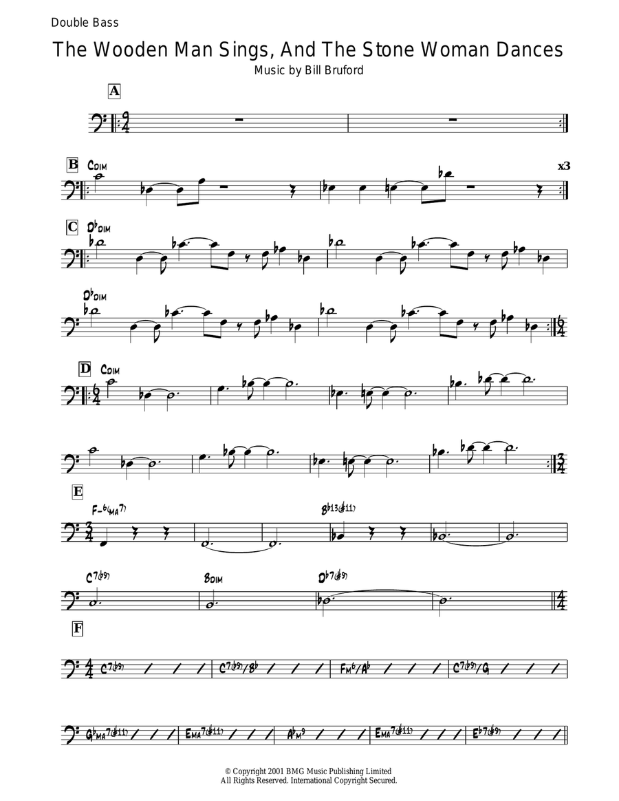 The Wooden Man Sings And The Stone Woman Dances Bass Guitar scores gallery preview page 1
