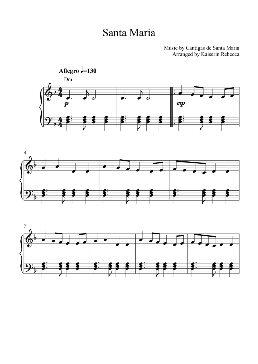 Santa Maria Piano Method scores gallery preview page 1