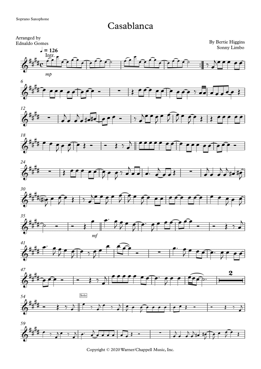 Casablanca Casablanca Soprano Saxophone scores gallery preview page 1