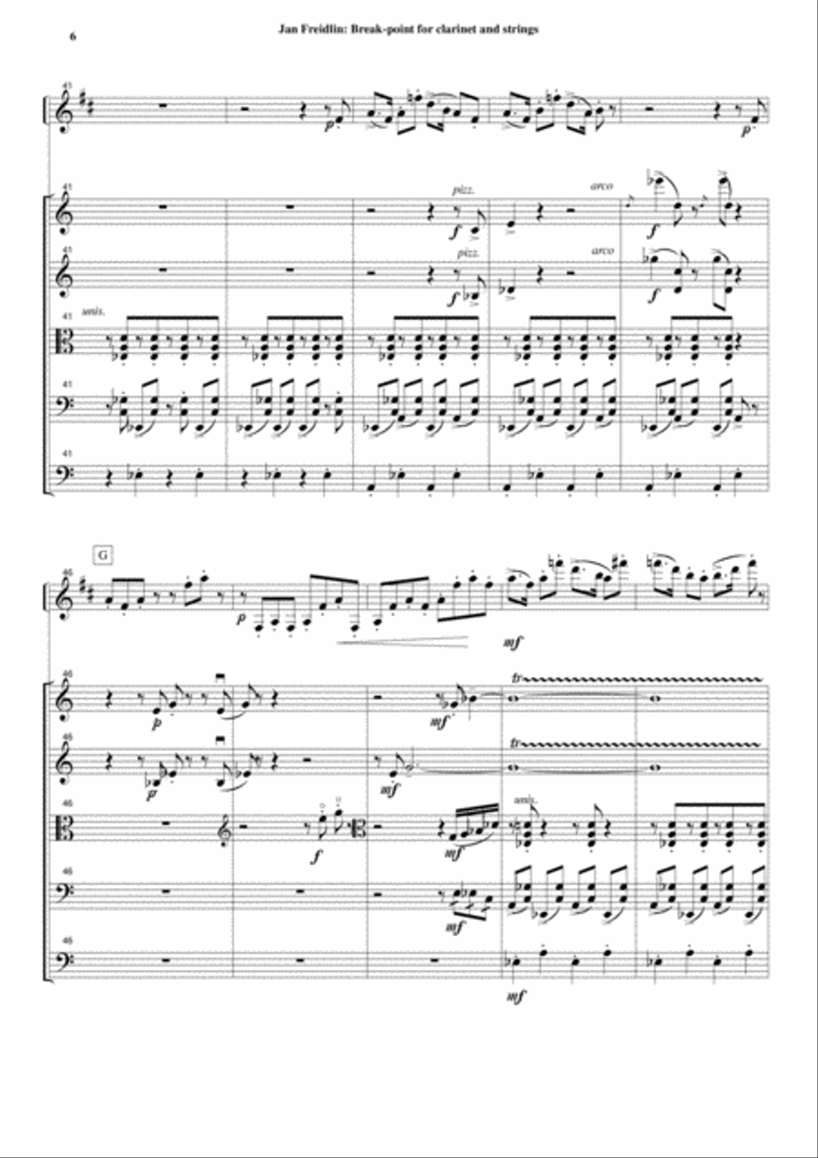 Jan Freidlin: Break-point for clarinet and string orchestra, score and solo part Chamber Orchestra scores gallery preview page 6