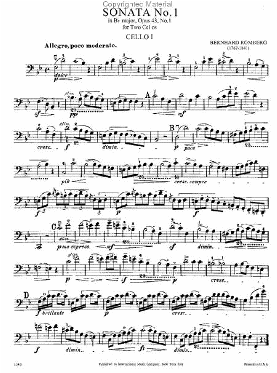 Sonata In B Flat Major, Opus 43, No. 1 Cello scores gallery preview page 2