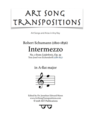 Book cover for SCHUMANN: Intermezzo, Op. 39 no. 2 (transposed to A-flat major)